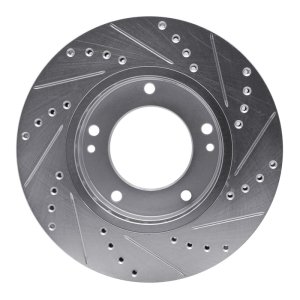 Kia Sorento Brake Rotor (1) - Front Left - R1 Concepts - Drilled & Slotted - Silver - `03-`06
